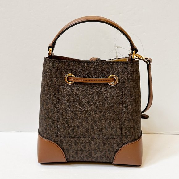 Michael Kors Mercer Small MINI Bucket Messenger Shoulder Bag MK Brown - Picture 6 of 13